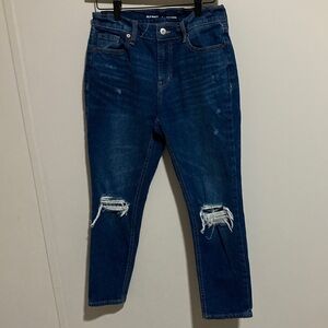 Old Navy Dark Blue Distressed Cropped Jeans